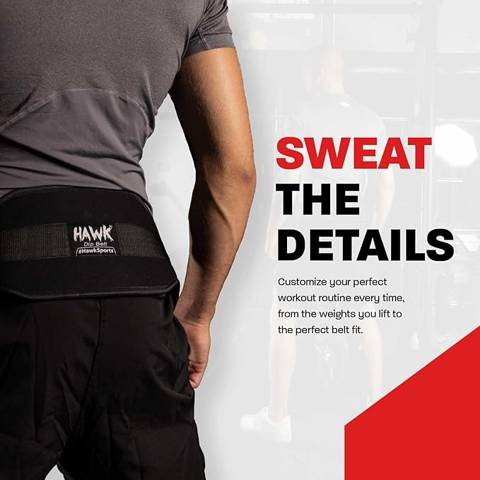 Hawk Sports Dip Belt with Chain for Bodyweight Exercises 6" Padded 36" Steel 300 lbs.