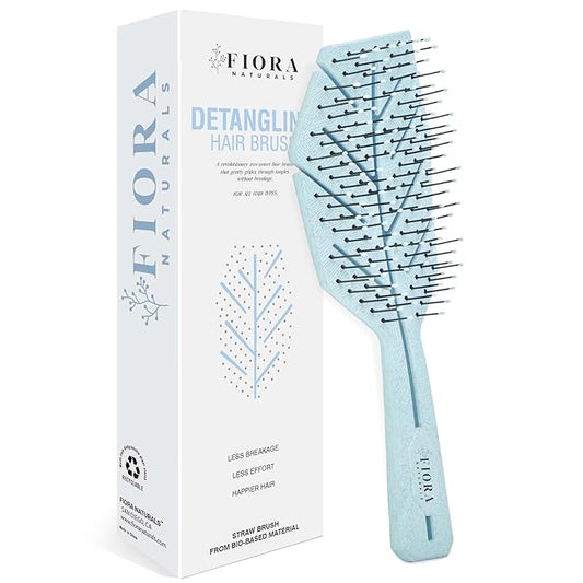 Fiora Naturals Hair Detangling Brush -100% Bio-Friendly Detangler hair brush w/Ultra-soft Bristles- Glide Through Tangles with Ease - For Curly, Fine, Women, Men, Kids, Toddlers, Wet and Dry Hair