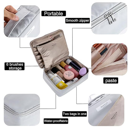 Travel Makeup Bag Cosmetic Bag Makeup Bag Toiletry bag for women and men (Light grey)