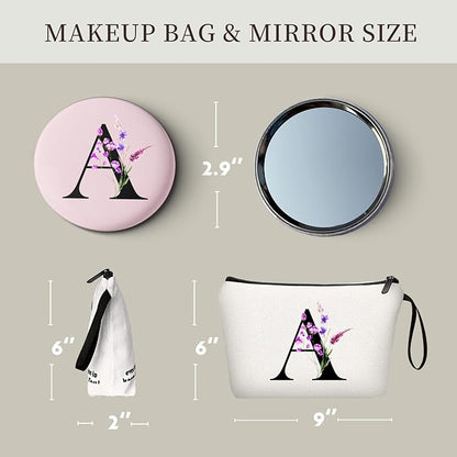 SEAMOON Women Birthday Unique Maid of Honor Friendship Gifts for Women Sister Bridesmaid Bride Personalized Travel Makeup Cosmetic Bag with Mirror Valentines Mothers Day Christmas Graduation A