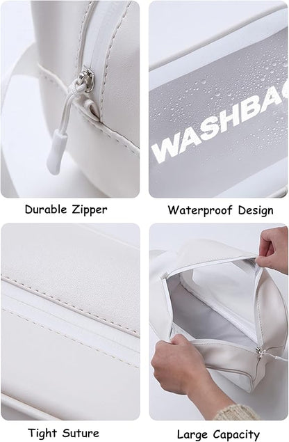Travel Toiletry Bag for Women Men, Translucent Waterproof Travel Makeup Cosmetic Pouch Traveling Organizer for Toiletries, Cosmetic, Accessories (A-White)