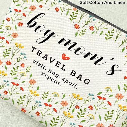 Mom's Travel Bag Mothers Day Makeup Bag Mom Gifts Son Mom Birthday Gifts from Daughter Son Funny Coloful Floral Cosmetic Bag for Women Female Mama Mommy New Mom Mother Chirstmas Retirement Gifts