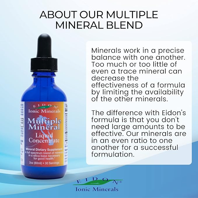Eidon Multiple Minerals Supplement - Ionic Trace Mineral Drops for Water, Natural Liquid Vitamins to Support Heart Health and Hydration, Bioavailable, No Additives or Preservatives - 2 oz