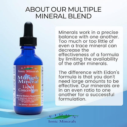 Eidon Multiple Minerals Supplement - Ionic Trace Mineral Drops for Water, Natural Liquid Vitamins to Support Heart Health and Hydration, Bioavailable, No Additives or Preservatives - 2 oz