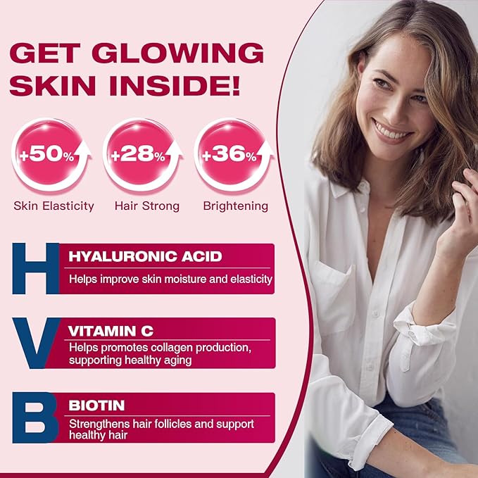 Multi Collagen Peptides Powder - Type I II III V X - Hydrolyzed Collagen Peptides with Multivitamins, Hyaluronic Acid & Biotin - Support Skin Hair Nail Joints & Gut