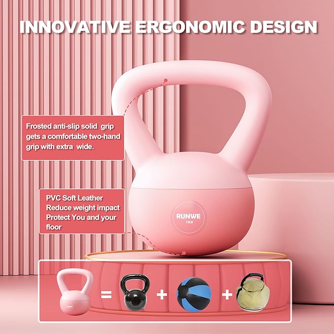 RUNWE Soft Kettlebell - Weight Options for 5 10, 15 15 and 20 LB