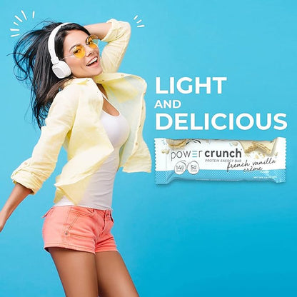 Power Crunch Protein Wafer Bars, High Protein Snacks with Delicious Taste, French Vanilla Creme, 1.4 Ounce (12 Count) (Pack of 2)