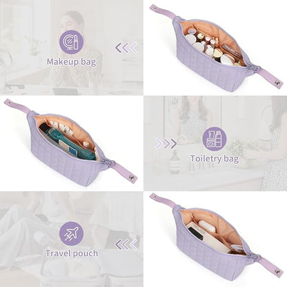 Makeup Bag Travel Cosmetic Bag for Women Girls, Zipper Make Up Pouch, Water-resistant Toiletry Bag, Portable Small Makeup Bag, Cosmetic Travel Tool Pouch, Purple