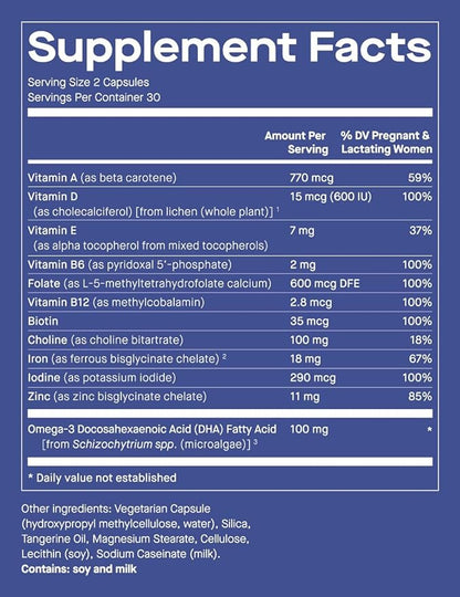 Modern Fertility Prenatal Multivitamin | Developed with OB-GYNs, Contains 12 Essential Nutrients for Support Before, During, and After Pregnancy, FSA HSA Approved | 30-Day Supply (60 Capsules)