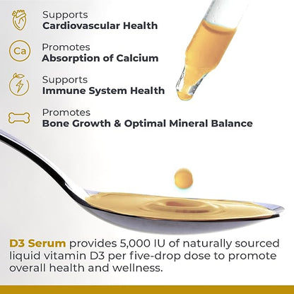 Premier Research Labs Vitamin D3 Serum - Liquid Vitamin D Oil Drops for Adults, Liquid Vitamin D3 5000 IU, Sublingual Vit D3 Liquid - 0.43 fl oz