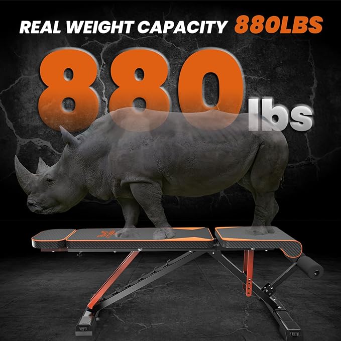 naspaluro Adjustable Weight Bench for Home Gym Foldable 880LB Incline 3-Sec Folding