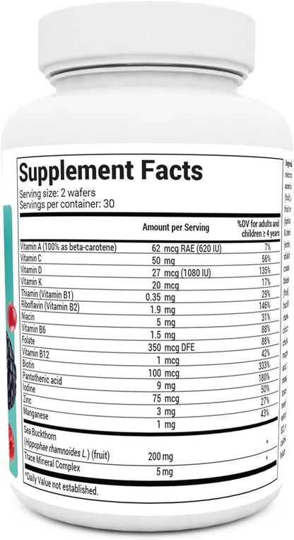 Dr. Berg Kids Chewable Multivitamins (NOT Sweetened w/Sugar) - Daily Multivitamin for Kids That Includes 20 Nutrients & Trace Mineral Complex - Mixed Berry Chewable Vitamins for Kids