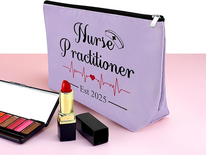 Mxrymvu New Nurse Practitioner Gifts Cosmetic Bag New Nurse Graduation Gifts NP Makeup Bag NP Est 2025 Graduation Christmas Birthday Present Travel Pouch Purple