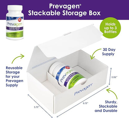 Prevagen Regular Strength 10mg, 30 Chewables|Mixed Berry-1 Pack|with Apoaequorin & Vitamin D with Attractive and Stackable Prevagen Storage Box
