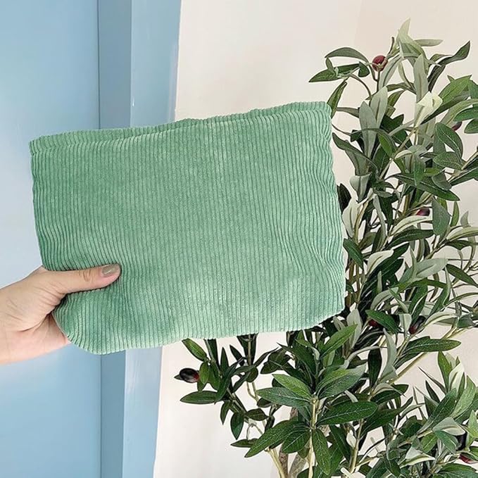 Cosmetic Bags for Women Makeup Bag Large Capacity Purse Travel Toiletry Zipper Storage Pouch Make up Brushes Organizer for Gifts (Corduroy, Grass Green)