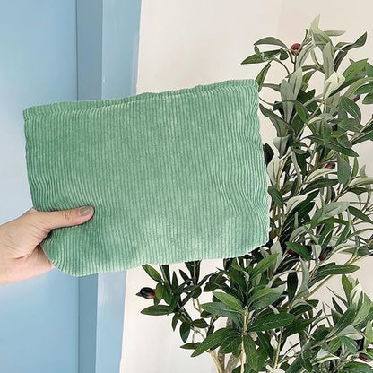 Cosmetic Bags for Women Makeup Bag Large Capacity Purse Travel Toiletry Zipper Storage Pouch Make up Brushes Organizer for Gifts (Corduroy, Grass Green)