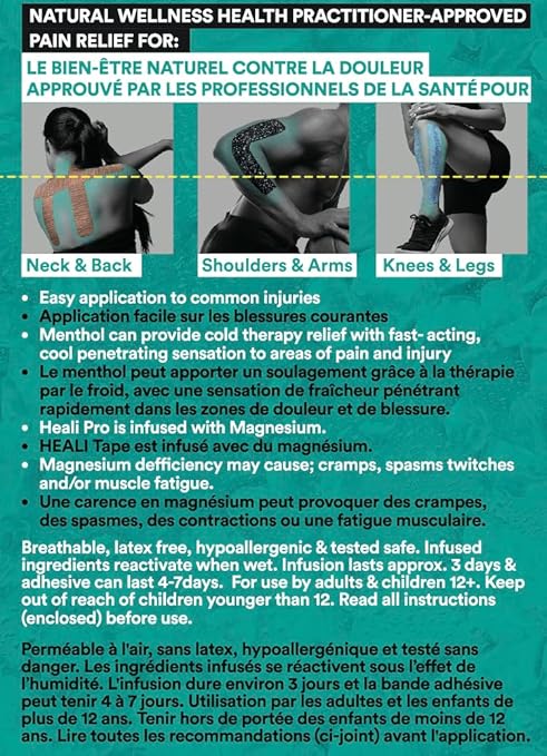 Heali Kinesiology Tape with Magnesium and Menthol, 20 Pcs Precut Strips, K Tape Roll, Knees, Physical Therapy Sports Tape for Muscle and Joint Pain Relief, Water Resistant, Beige Inspiration