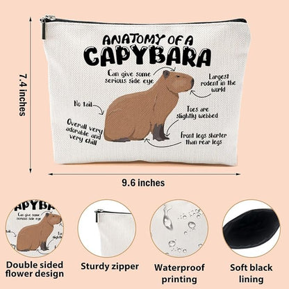 Funny Capybara Makeup Bag, Capybara Gifts for Women, Capybara Lovers Cosmetic Bag Travel Organizer Bags Makeup Pouch, Capybara Stuff Animal Lovers Gifts for Girls Wife Christmas birthday Gifts