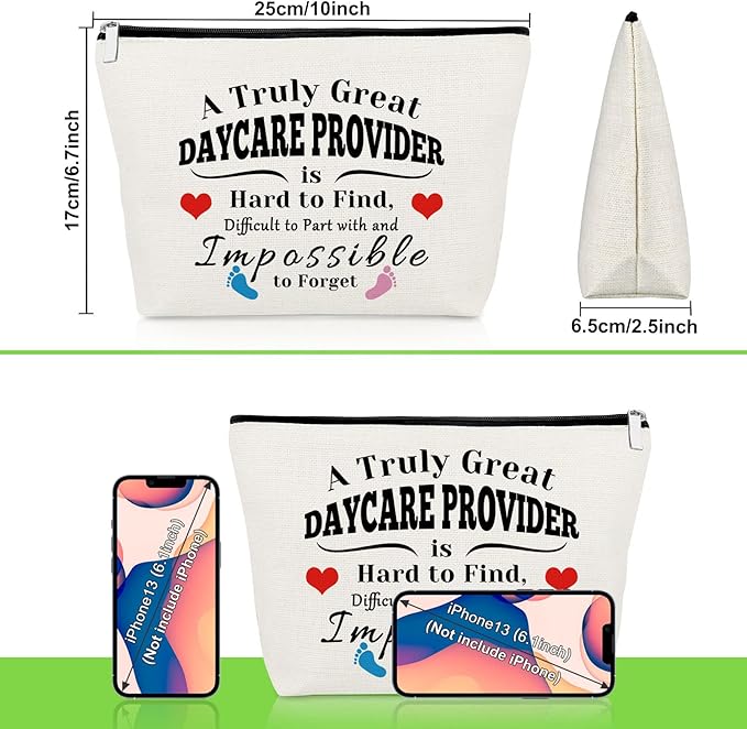 3 Pcs Daycare Provider Appreciation Gift Makeup Bag Daycare Teacher Gifts 3 Pack Cosmetic Bag Thank You Present for Childcare Provider Childhood Educators Christmas Birthday Present Travel Pouch