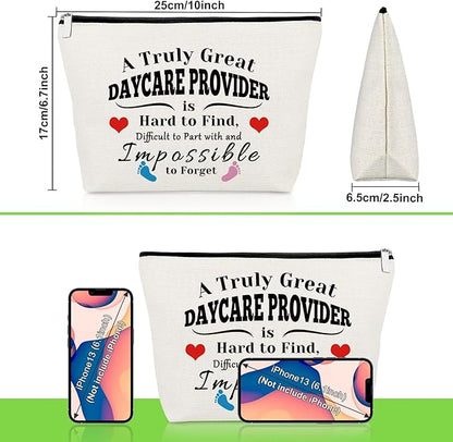 3 Pcs Daycare Provider Appreciation Gift Makeup Bag Daycare Teacher Gifts 3 Pack Cosmetic Bag Thank You Present for Childcare Provider Childhood Educators Christmas Birthday Present Travel Pouch