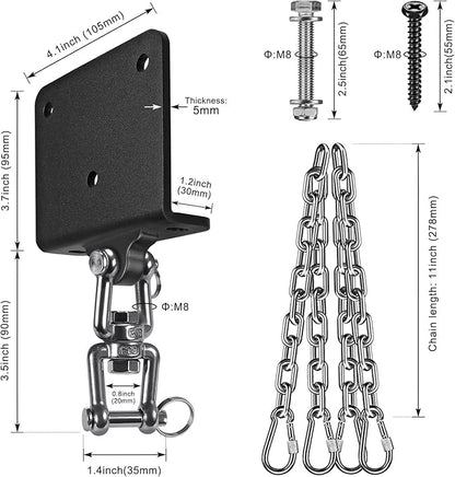 Punching Bag Hanger with Spring Beam Hanger Bracket with Stainless Steel Chain Punching Bag Hanging kit Boxing Bag Beam Mount 360° Swivel Hook for Hanging Heavy Bag, Muay Thai