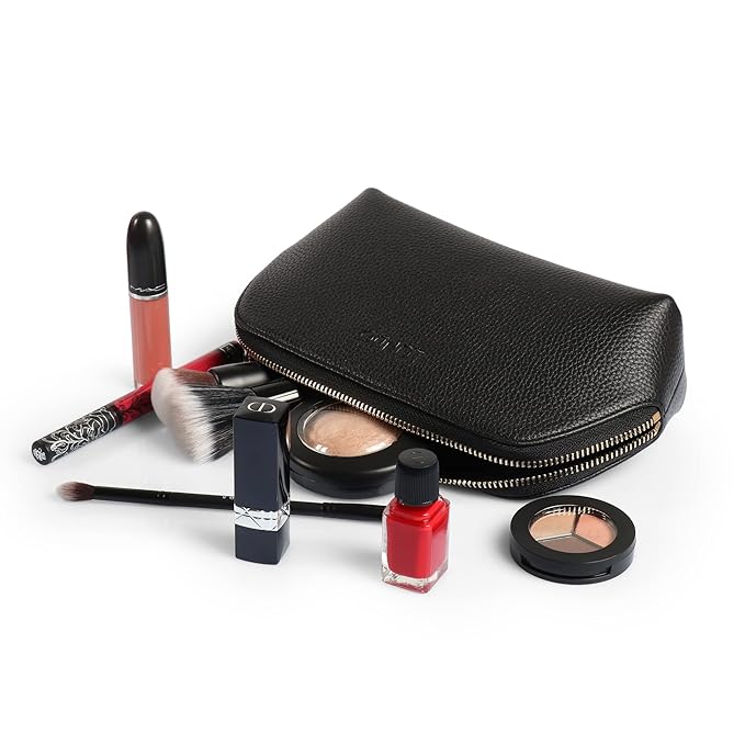Genuine Leather Makeup Bag – Cosmetic Pouch, Travel Organizer, Toiletry Clutch for Women, Stylish & Durable Storage for Essentials