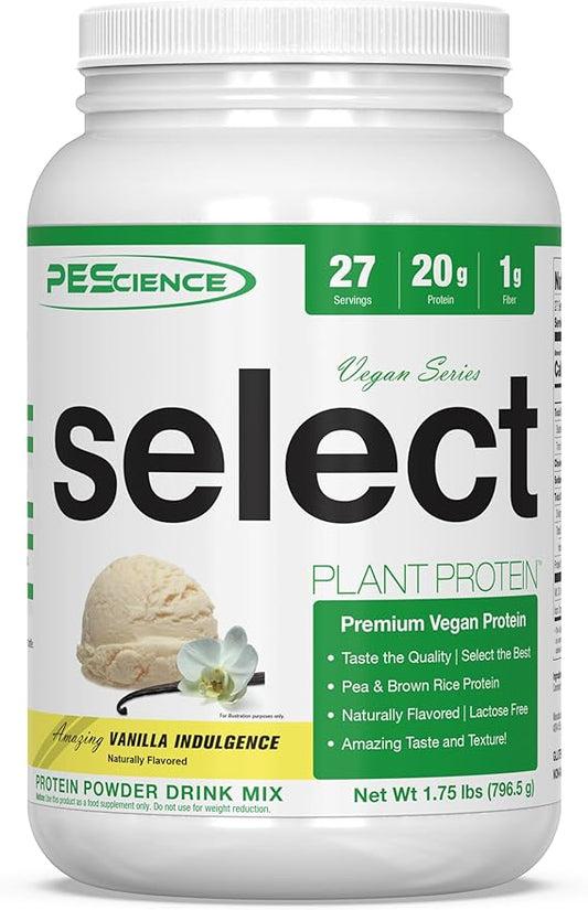 PEScience Select Vegan Plant Based Protein Powder, Vanilla, 27 Serving, Premium Pea and Brown Rice Blend