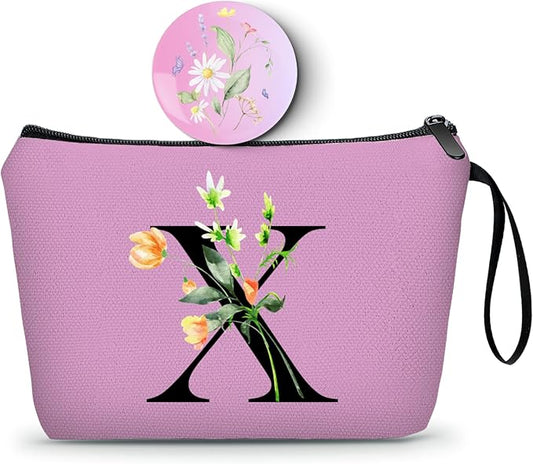 SEAMOON Birthday Friendship Bridesmaid Team Gifts for Employees Women Mom Aunt Daughter Teenage Girl Personalized Make up Cosmetic Bag Travel with Mirror Mothers Day Christmas Graduation X