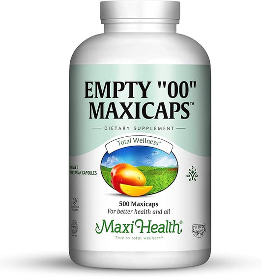 Maxi Health Empty “00” Capsules, 500 Count, Vegetarian - Kosher