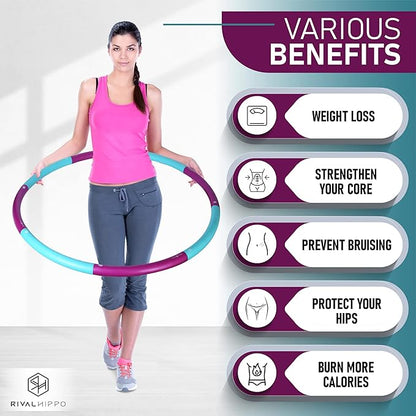 Detachable and Adjustable Weighted Hula Hoop for Adult 8 Push-to-Connect 3.04 Pounds, 36 Inches)