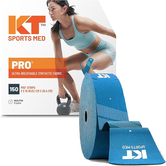 KT Tape, Pro Synthetic Kinesiology Athletic Tape, 150 Count, 10” Precut Strips