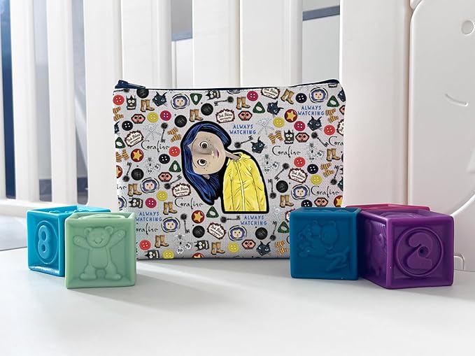 WCGXKO Horror Cartoon Movie Gift Cartoon Movie Makeup Bag Horror Movie Themed Travel Zipper Pouch (CoraliBag)