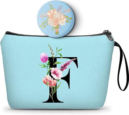 SEAMOON Birthday Thank You Appreciation Monogrammed Gifts for Mom Aunt Teacher Sister Friend Coworkers Bride Bridesmaid Makeup Cosmetic Bag with Mirror Mothers Day Christmas Graduation F