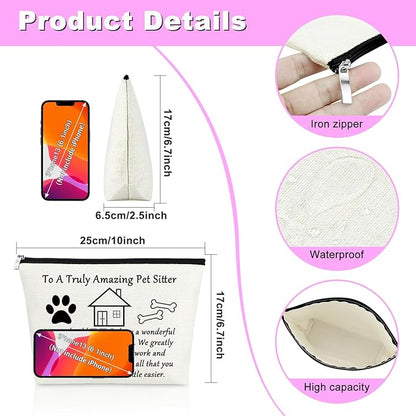 Mxrymvu Best Pet Sitter Gifts Makeup Bag Thank You Gifts for Pet Sitter Zipper Travel Pouch Dog Cosmetic Bag Dog Walker Birthday Christmas Retirement Present