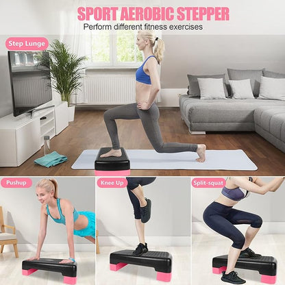 Height-Adjustable 4"-6" Step Aerobics Platform Fitness Equipment Stepper 2 Riser