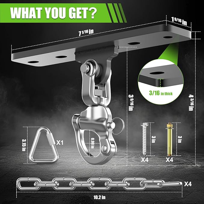 Eapele Punching Bag Hanger, Heavy Bag Ceiling Mount Holder for Hanging, 360° Swivel Boxing Bag Hanger for MMA Training, Muay Thai Bags, Heavy Duty Hook for Aerial Yoga, Porch Swings, Hammock Chairs