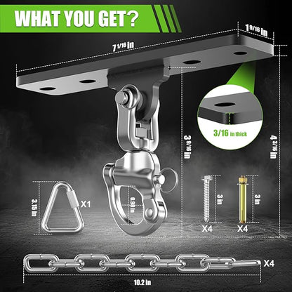 Eapele Punching Bag Hanger, Heavy Bag Ceiling Mount Holder for Hanging, 360° Swivel Boxing Bag Hanger for MMA Training, Muay Thai Bags, Heavy Duty Hook for Aerial Yoga, Porch Swings, Hammock Chairs
