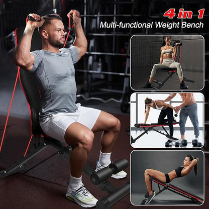 Adjustable Weight Bench Foldable 660 Lb 3 Sec