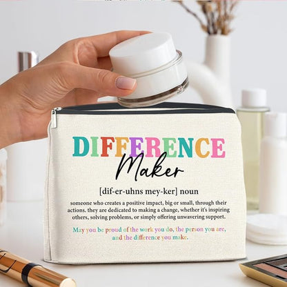 Difference Maker Gifts Makeup Bag Leaving Retirement New Job Going Away Gifts, Thank You Gifts Difference Maker Definition Cosmetic Bag Zipper Makeup Pouch