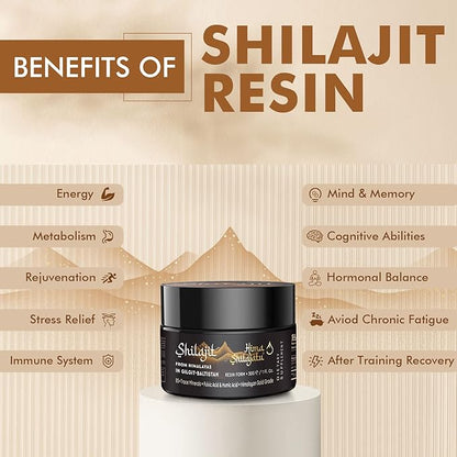 Shilajit Purest Himalayan Shilajit Resin - Gold Grade 100% Pure Shilajit with Fulvic Acid & 85+ Trace Minerals Complex for Energy & Immune Support, 30 Grams (2 Months Supply)