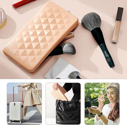 Silicone Makeup Brush Storage Bag,Travel Cosmetic Bag for Women,Zipper Cosmetic Bag,Organize The Beauty Tools For Easy Storage,The appearance of a diamond-shaped pattern. (Blue)