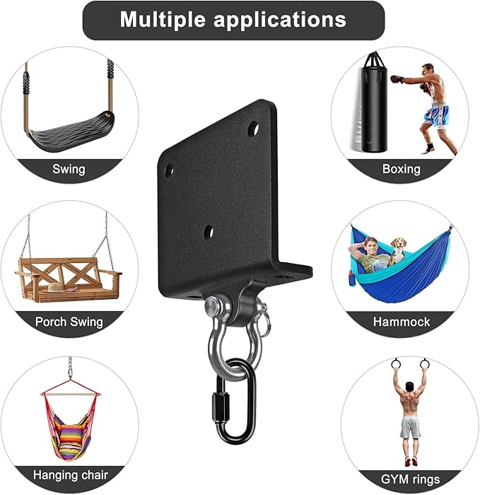 Kipika Punching Bag Hanger - Heavy Bracket 180° Swivel I-Beam Mount with Ceiling Installation Thick Hardware, Hooks for Boxing, Aerial Yoga, and Home Gym