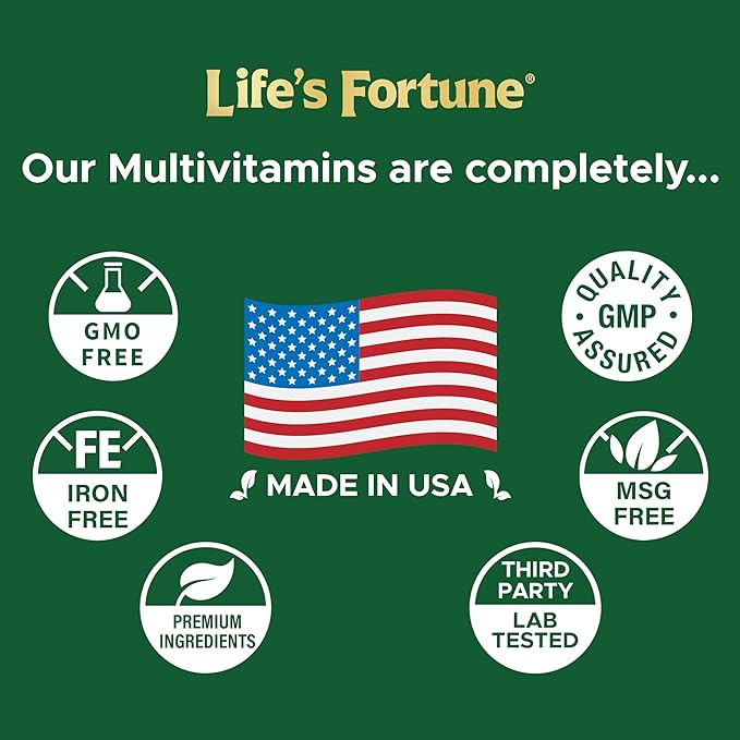 Life's Fortune Multivitamin All Natural Energy Source Supplying Whole Food Concentrates, Antioxidants, Amino Acids, Enzymes, Trace Minerals & More (90 Count (Pack of 1))
