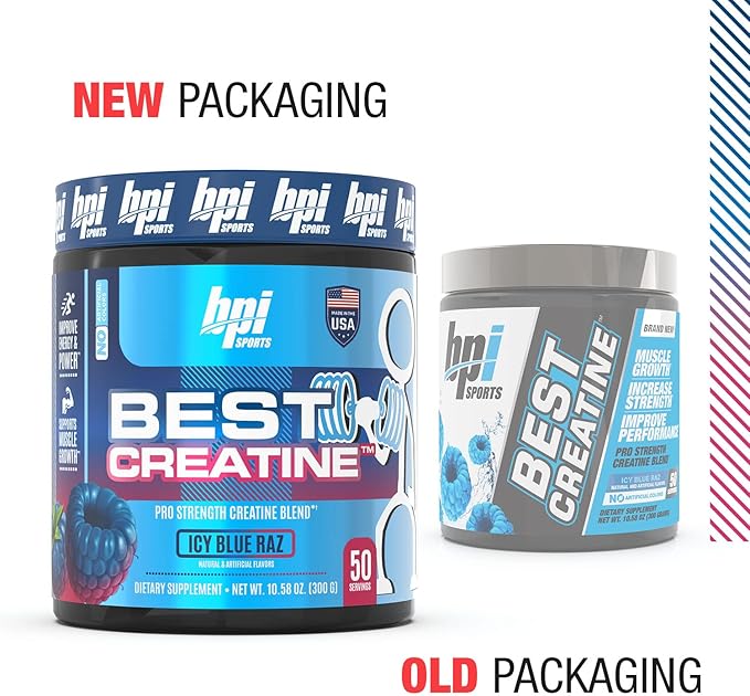 BPI Sports Best Creatine - Includes 6 Advanced Forms of Creatine - Supports Muscle Building and Post-Workout Recovery - Icy Blue Raz, 50 Servings