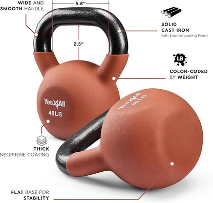 Yes4All Neoprene Coated/Adjustable Kettlebell & Kettlebell Sets -