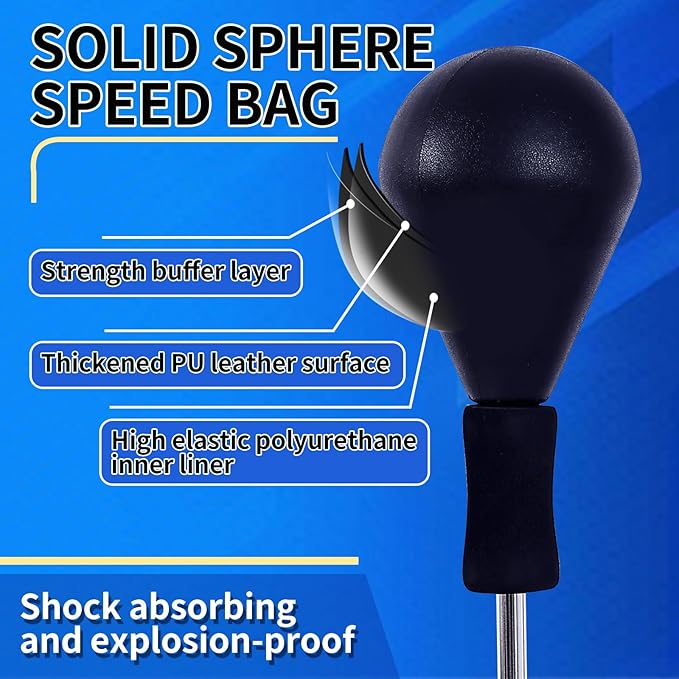 Punching Bag with Stand-Fast Bounceback to Increase Speed, Reflexes, and Stamina – Height Adjustable for Training, Boxing Equipment, Stress Relief & Fitness