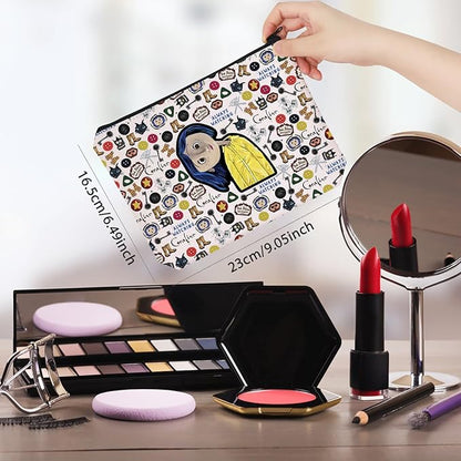 WCGXKO Horror Cartoon Movie Gift Cartoon Movie Makeup Bag Horror Movie Themed Travel Zipper Pouch (CoraliBag)
