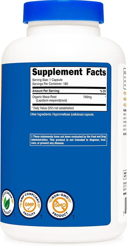 Nutricost Maca Root (Lepidium meyenii) 750mg, 180 Capsules, 180 Servings