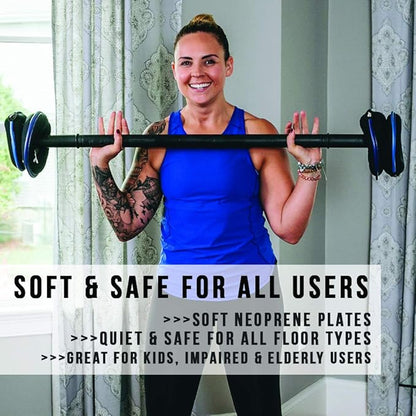 HYPERWEAR Adjustable Barbell Set with Soft Weight Plates (35 lb 60 lbs
