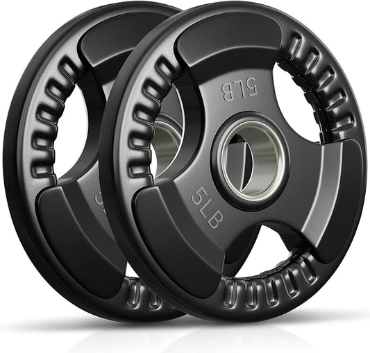 Holleyweb Weight Plates Olympic Rubber Grip Plates 2-Inch